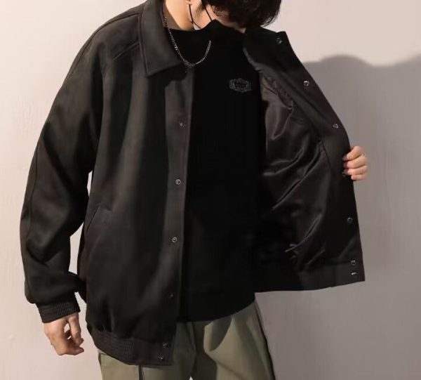 Men's Autumn Winter Suede Bomber Coat Autumn Top Jacket