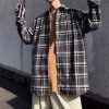 Men's Korean style loose plaid shirt jacket