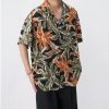 New Loose Retro Color Hong Kong Style Short Sleeve Suit Collar Shirt