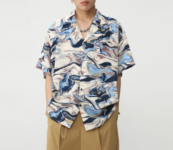 New Loose Floral Tie-dyed Short Sleeve Casual Retro Shirt