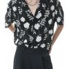New Loose Hong Kong Style Retro Closure Collar Floral Short Sleeve Shirt