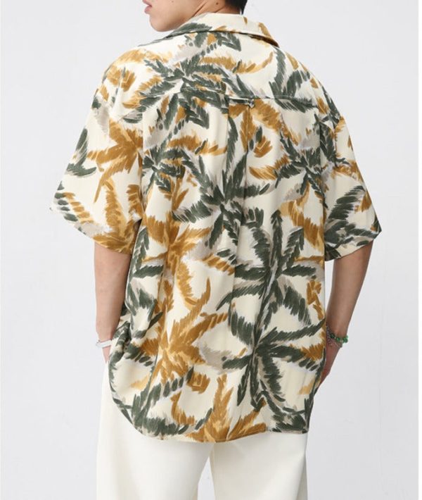 New Loose Retro Color Hong Kong Style Short Sleeve Suit Collar Shirt