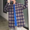 Men's Korean style loose plaid shirt jacket