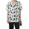 New Loose Hong Kong Style Retro Closure Collar Floral Short Sleeve Shirt