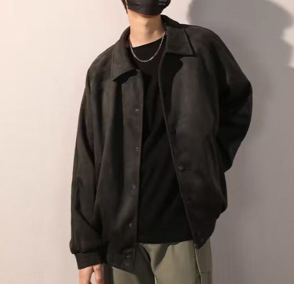 Men's Autumn Winter Suede Bomber Coat Autumn Top Jacket