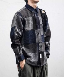 Men's Loose Versatile Contrast Color Coat Plaid Shirt