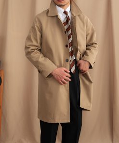 Lapel Single Breasted Business Casual Mid-length Trench Coat